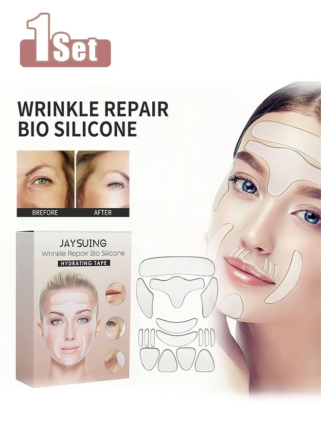Jaysuing Face Toning Tape Set, Anti Freeze Anti Wrinkle Belts Patche, Facial Myofascial Lift Patches for Eye, Mouth ect (Transparent) - Image 1