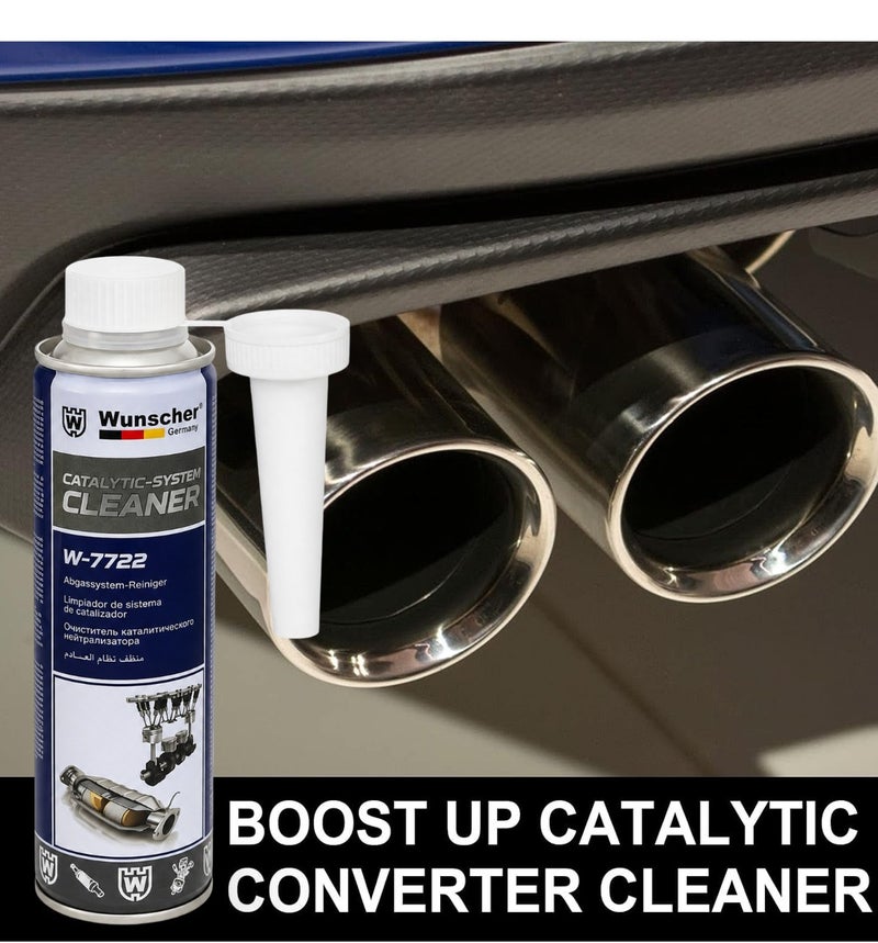 Wunscher W-7722 Catalytic System Cleaner 300ML x 4PCS, 1200ML Petrol & Diesel Fuel Additive, Catalytic Converter DPF Injection Exhaust Cleaner, Carbon Soot Deposit Remover, Engine Maintenance Treatment - Image 2