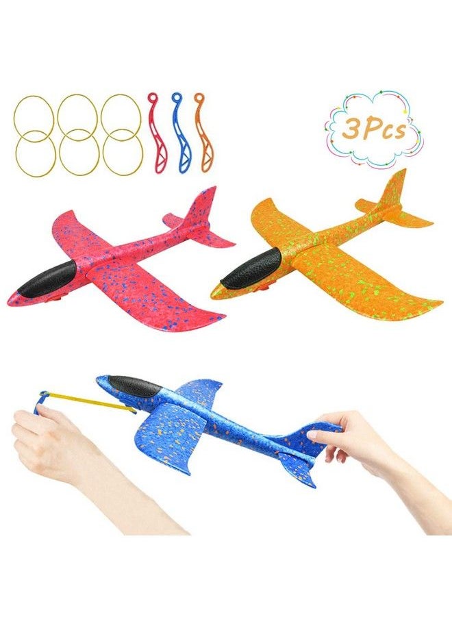 DC-BEAUTIFUL 3 Pack Upgrade 13.6" Airplane Toys, Slingshot Plane 2 Flight Modes, Throwing Foam Airplanes With Slingshot Launch, Outdoor Sport Toy Party Favor Birthday Gift For Kids  - Image 1
