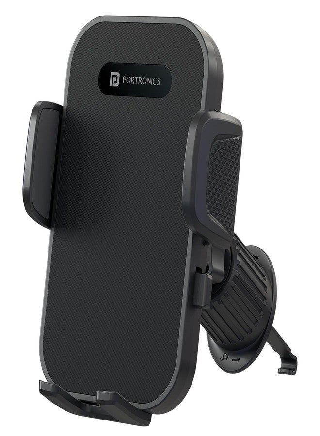 Portronics Clamp Y Adjustable Air Vent Mobile Holder for Car with 360° Rotational, One Click Release Button, Compatible with 4.8 to 6.8 inch Devices(Black) - Image 1