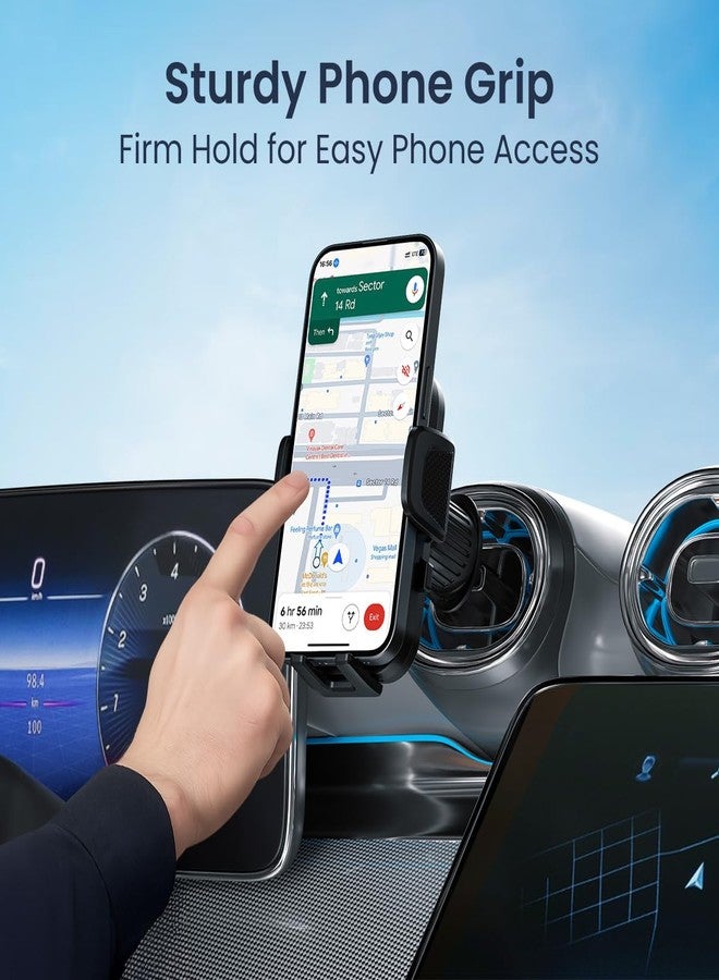 Portronics Clamp Y Adjustable Air Vent Mobile Holder for Car with 360° Rotational, One Click Release Button, Compatible with 4.8 to 6.8 inch Devices(Black) - Image 2