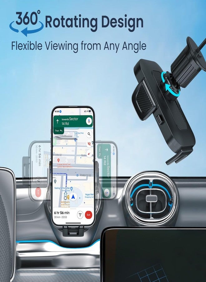 Portronics Clamp Y Adjustable Air Vent Mobile Holder for Car with 360° Rotational, One Click Release Button, Compatible with 4.8 to 6.8 inch Devices(Black) - Image 3