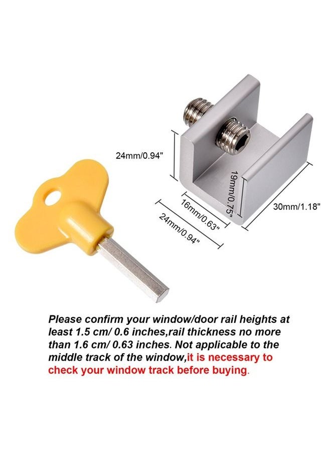 Ant - 4-Piece Sliding Window Locks Adjustable Security Window Lock, Childproof Safety Window Lock Clamps for Vertical Horizontal Slide Door Windows Silver/Yellow - Image 1