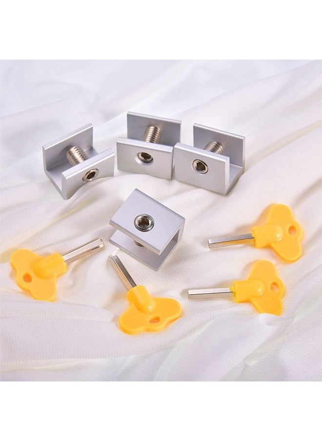 Ant - 4-Piece Sliding Window Locks Adjustable Security Window Lock, Childproof Safety Window Lock Clamps for Vertical Horizontal Slide Door Windows Silver/Yellow - Image 1