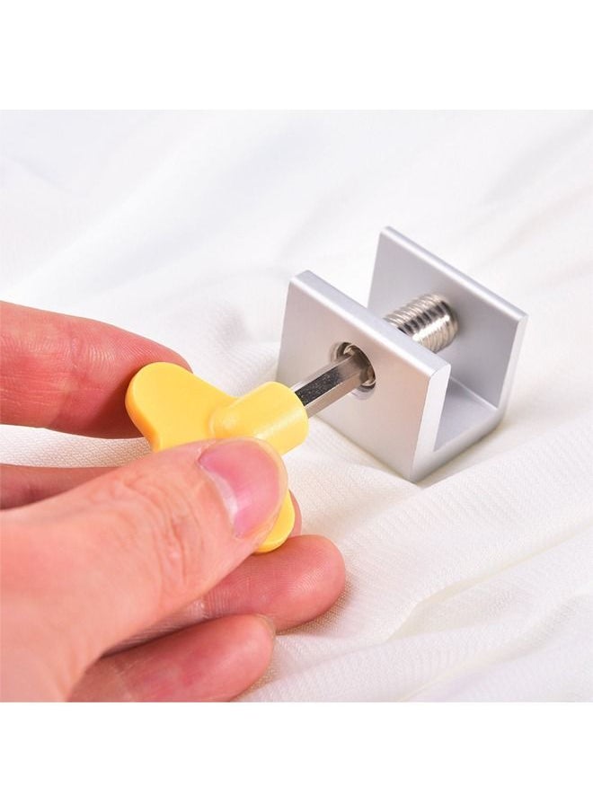 Ant - 4-Piece Sliding Window Locks Adjustable Security Window Lock, Childproof Safety Window Lock Clamps for Vertical Horizontal Slide Door Windows Silver/Yellow - Image 1