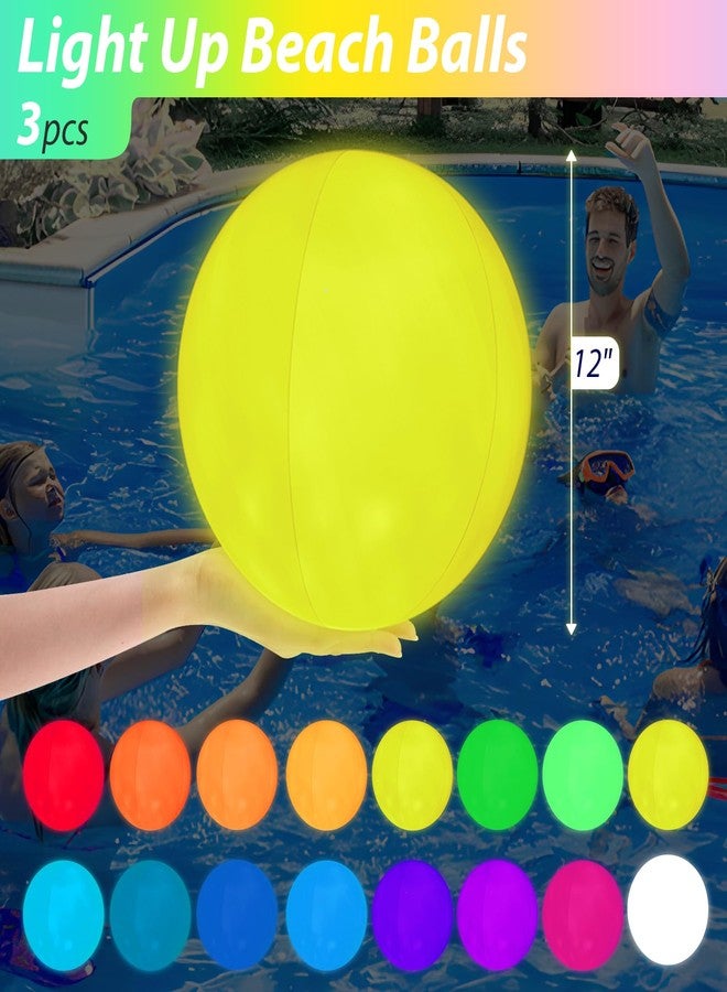 FUTUREPLUSX Pool Toys, 3PCS Light Up Beach Balls with Remote-Control 12 Inches Glow in The Dark Water Toys, for Kids Adult Outdoor Pool Beach Party Games and Decorations - Image 2