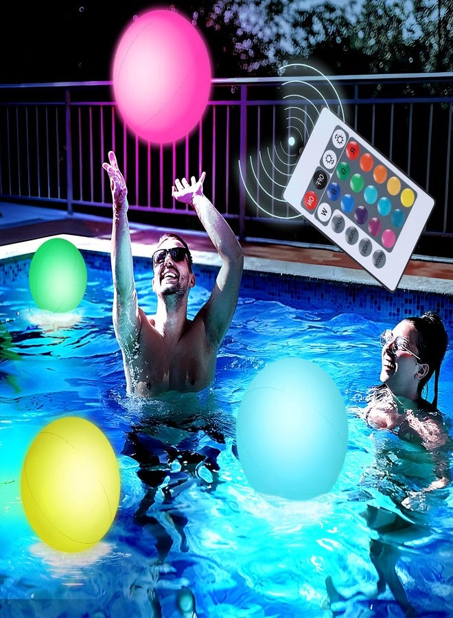 FUTUREPLUSX Pool Toys, 3PCS Light Up Beach Balls with Remote-Control 12 Inches Glow in The Dark Water Toys, for Kids Adult Outdoor Pool Beach Party Games and Decorations - Image 1