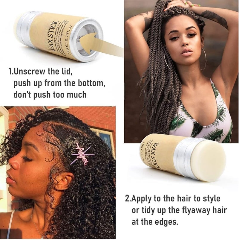 Polmi Hair Wax Stick for Women Men Avocado Beeswax Styling Stick AntiFrizz Edge Control Smooth Finish LongLasting Hold 75g - Image 2