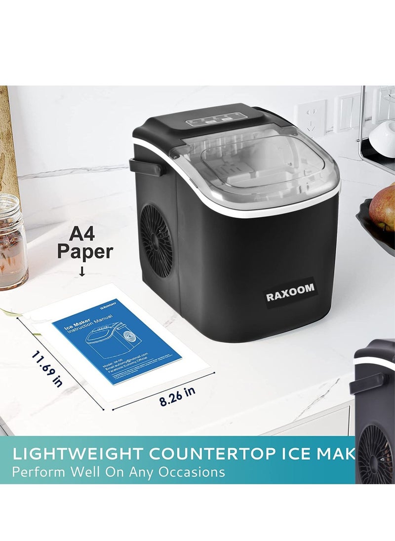 Raxoom Ice Cube Maker Machine Making Bullet Ice Cubes 33 lbs/24 hrs, With Handle and Automatic Cleaning Function, Countertop with Ice Scoop for Home Kitchen, Bars, Coffee Tea Shops (Plastic)  - Image 1
