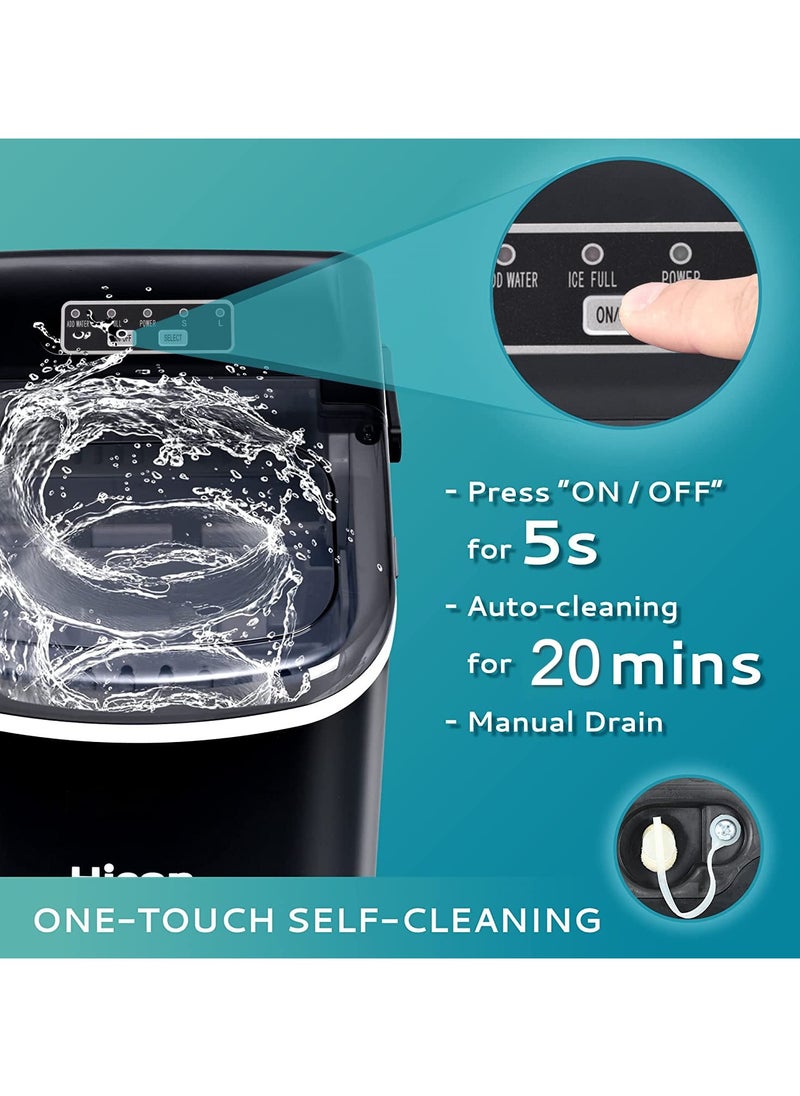 Raxoom Ice Cube Maker Machine Making Bullet Ice Cubes 33 lbs/24 hrs, With Handle and Automatic Cleaning Function, Countertop with Ice Scoop for Home Kitchen, Bars, Coffee Tea Shops (Plastic)  - Image 3