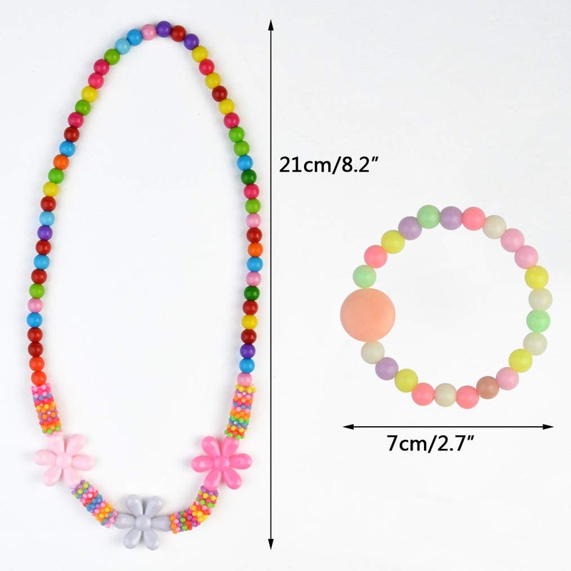 obmwang 30Pcs Princess Necklace Bracelet Set, Teenager Costume Jewelry Play Jewelry for Women Dress Up Pretend Play Party Favors - Image 2