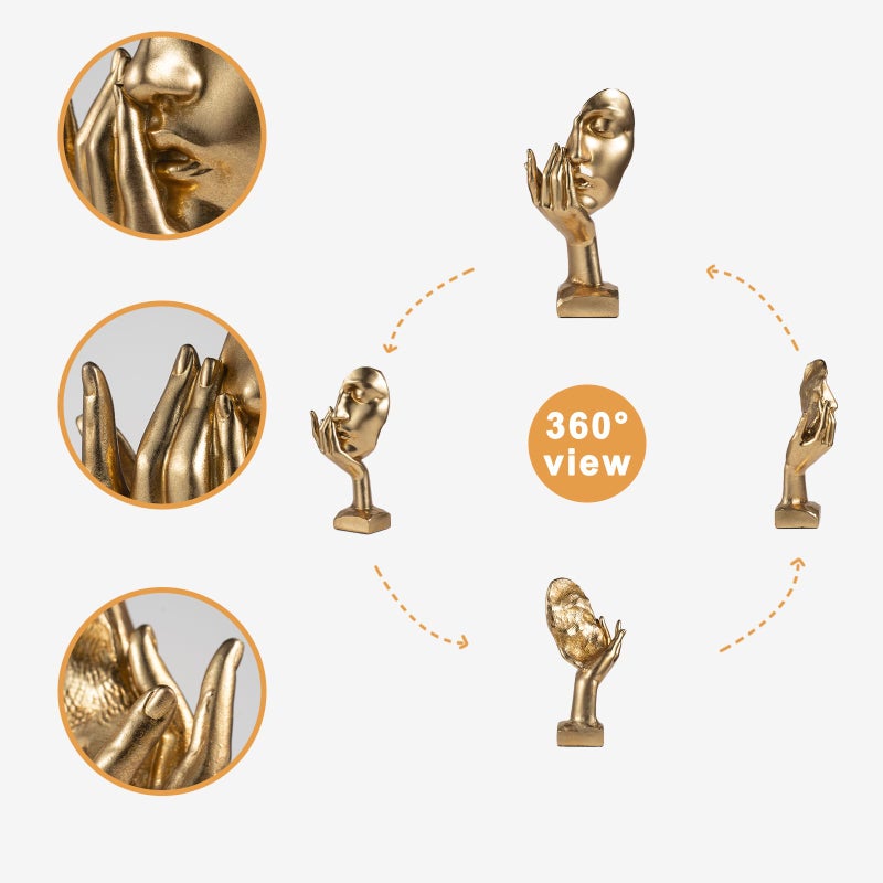 EPTUEGA Thinker Statue -Gold Sculptures Modern Home Resin Decor -,12" H Collectible Figurines for Home Office Bookshelf Desktop TV Stand Decorative - Image 3