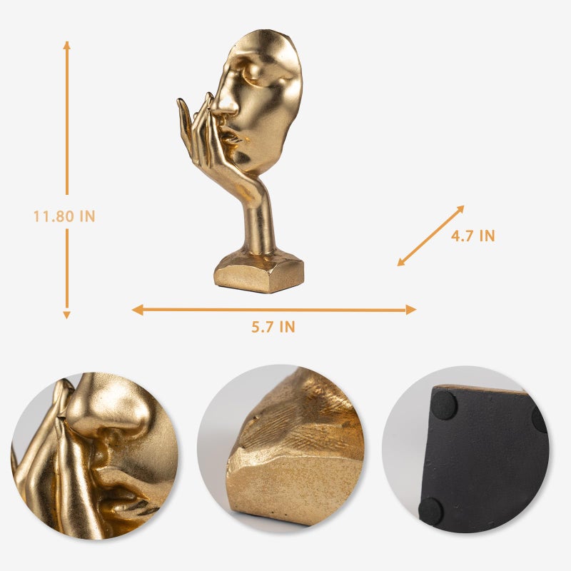 EPTUEGA Thinker Statue -Gold Sculptures Modern Home Resin Decor -,12" H Collectible Figurines for Home Office Bookshelf Desktop TV Stand Decorative - Image 2