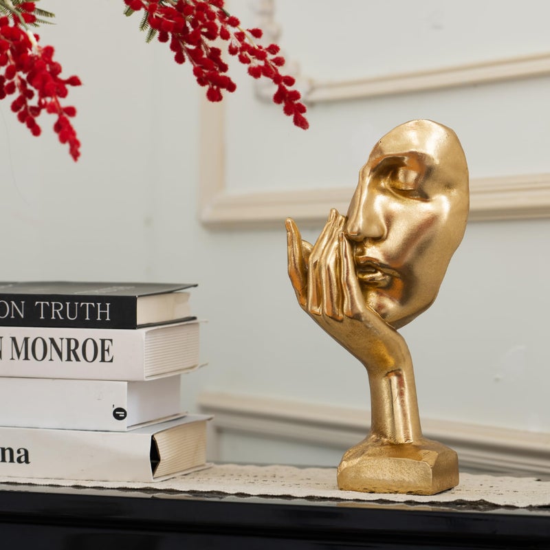 EPTUEGA Thinker Statue -Gold Sculptures Modern Home Resin Decor -,12" H Collectible Figurines for Home Office Bookshelf Desktop TV Stand Decorative - Image 4
