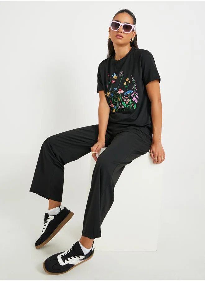 Take Two Take Two Floral Printed Short Sleeve T-Shirt and Joggers Co-Ords