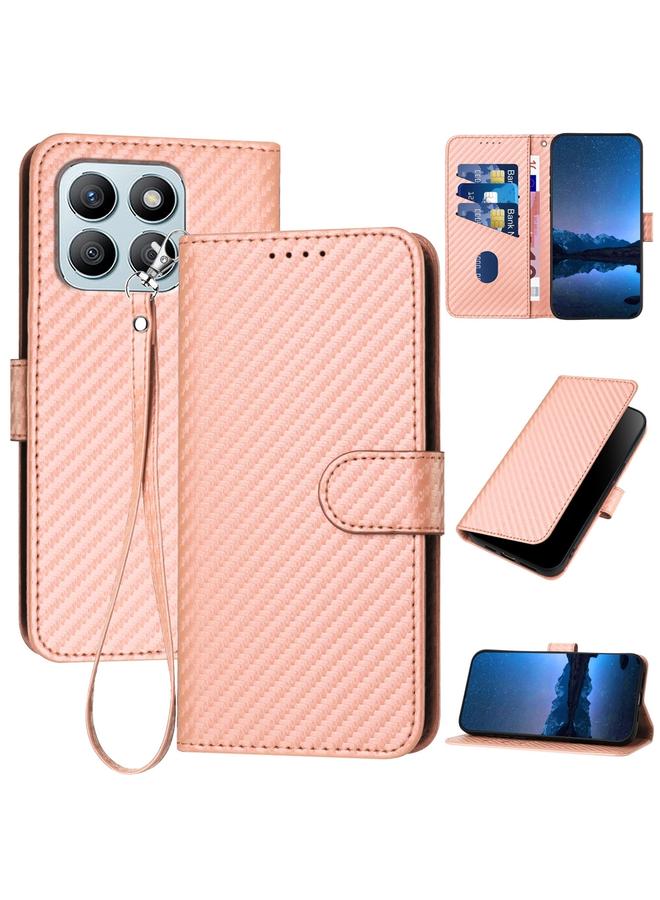 S-TOP Case For Honor X8b YX0070 Carbon Fiber Buckle Leather Phone Case with Lanyard - Image 1