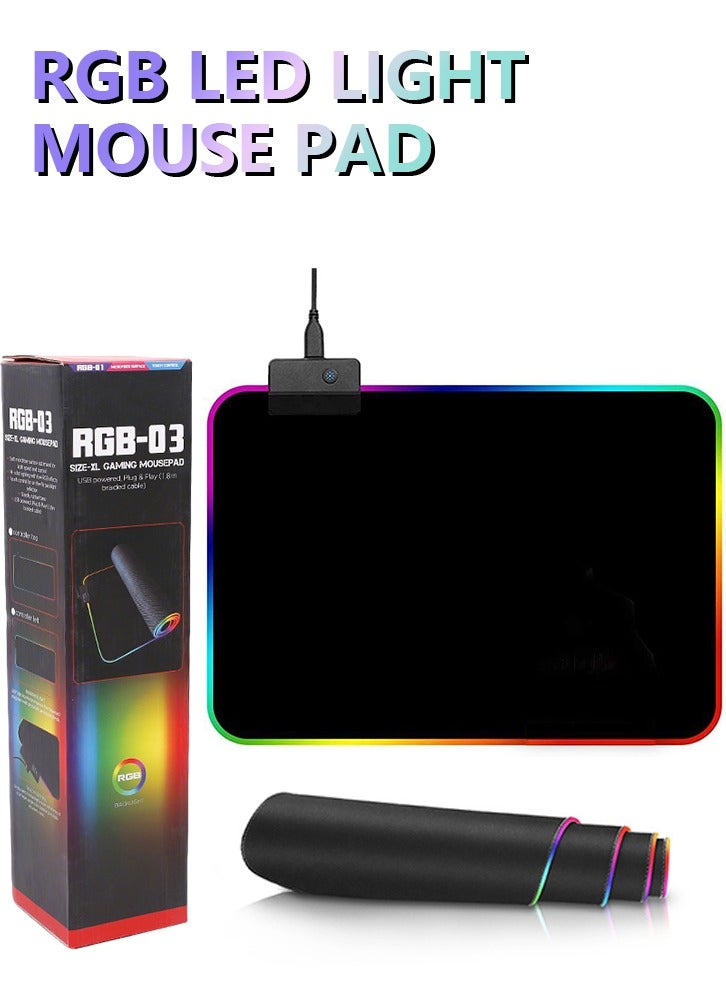 Gaming Mouse Pad RGB LED Light Color Switching for Computer Laptop Colorfull  - Image 1