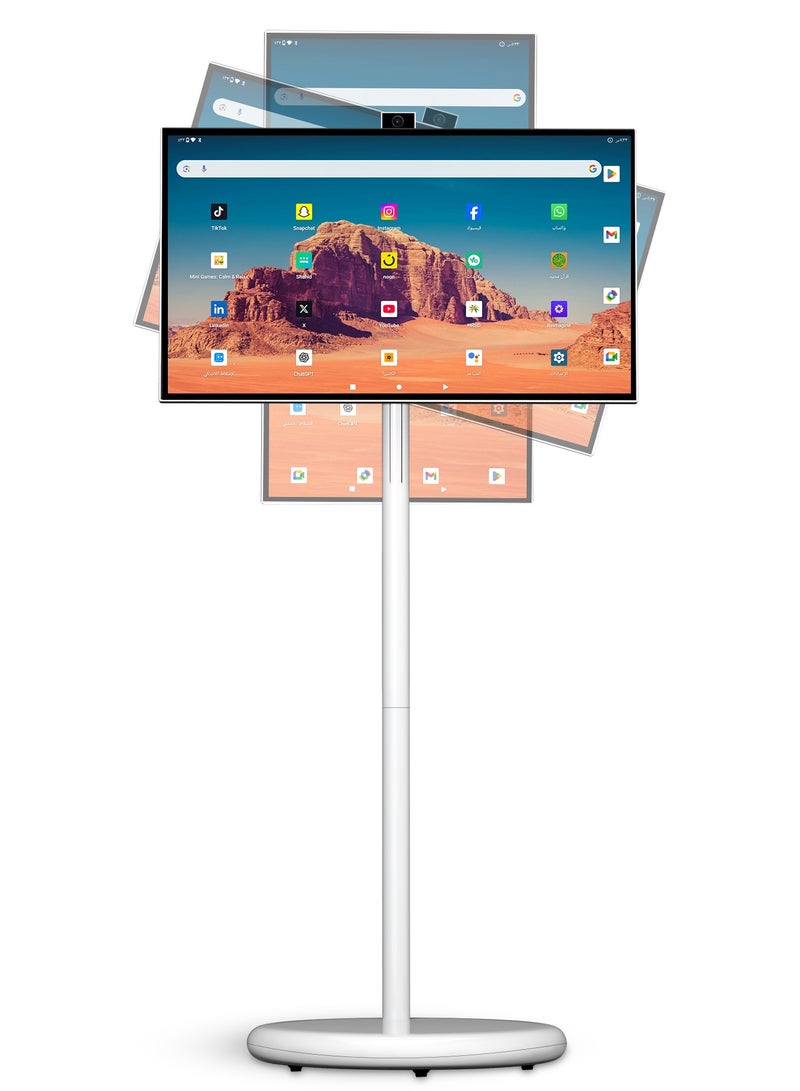 VLH 27 Inch Portable Smart TV,1080P Touchscreen Android Monitor on Wheels,8MP Camera,4-6H Battery,6+128GB Storage,Rotatable Display for Home/Office/Outdoor,Arabic & Google Play  - Image 1