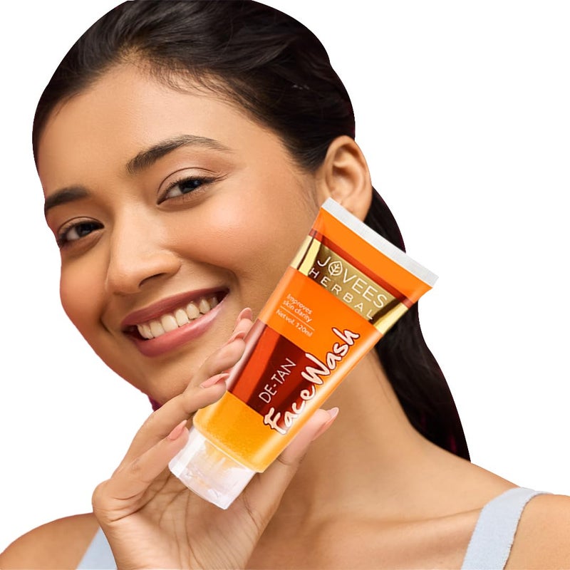 Jovees Herbal Detan Facewash For Glowing and Clear Skin With Liquorice  bearberry Ext  Gentle Cleanser For Brighten Even Tone and Hydrates Skin  Suitable for All Skin Types  120ml Pack of 2 - Image 3