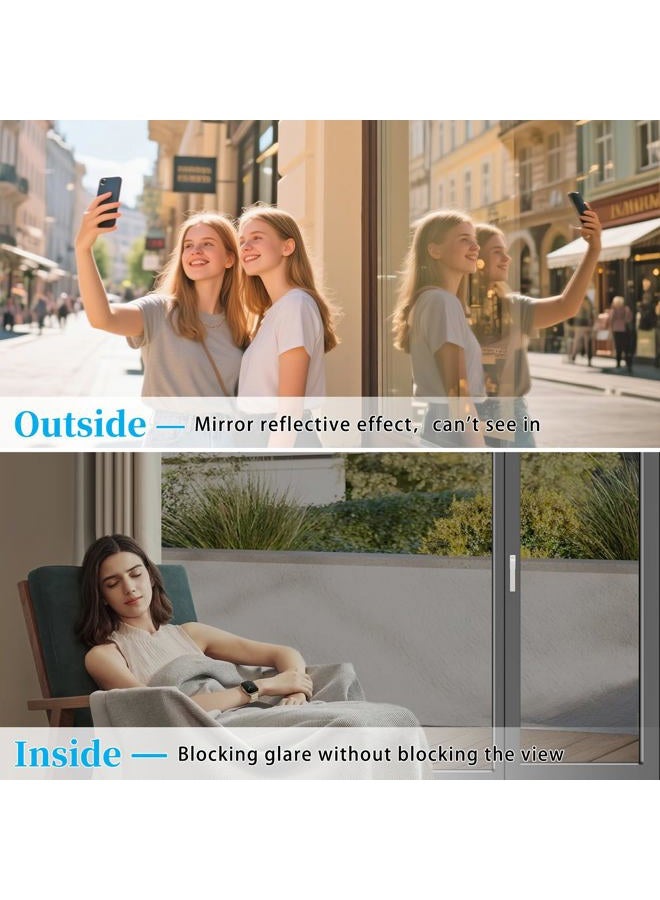 Concus-T Window Tinted Film Heat Control Anti UV One Way Privacy Solar Film Home Office Security Static Cling No Glue Easy to Use, Black 23.62×78.74Inch - Image 5