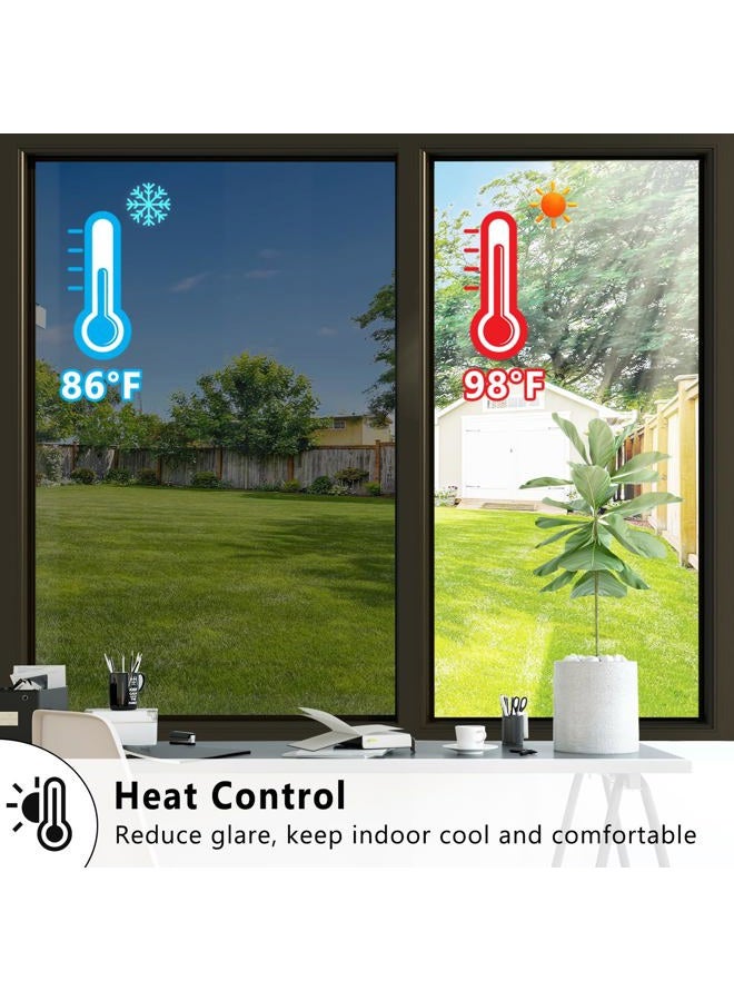 Concus-T Window Tinted Film Heat Control Anti UV One Way Privacy Solar Film Home Office Security Static Cling No Glue Easy to Use, Black 23.62×78.74Inch - Image 3