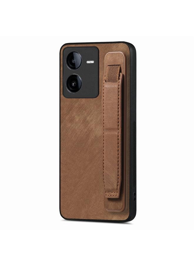 erorex - For vivo iQOO Z8 Retro Wristband Holder Leather Back Phone Case(Brown) - Image 1