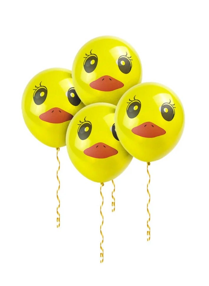 Reko 80 Pieces Yellow Duck Latex Balloons Cartoon Duck Printed Balloons Cute Duck Face Latex Balloons  - Image 4