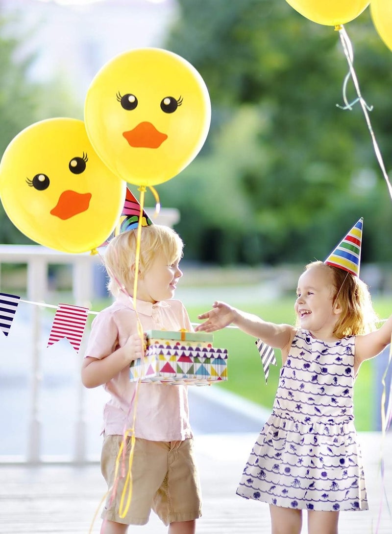 Reko 80 Pieces Yellow Duck Latex Balloons Cartoon Duck Printed Balloons Cute Duck Face Latex Balloons  - Image 5