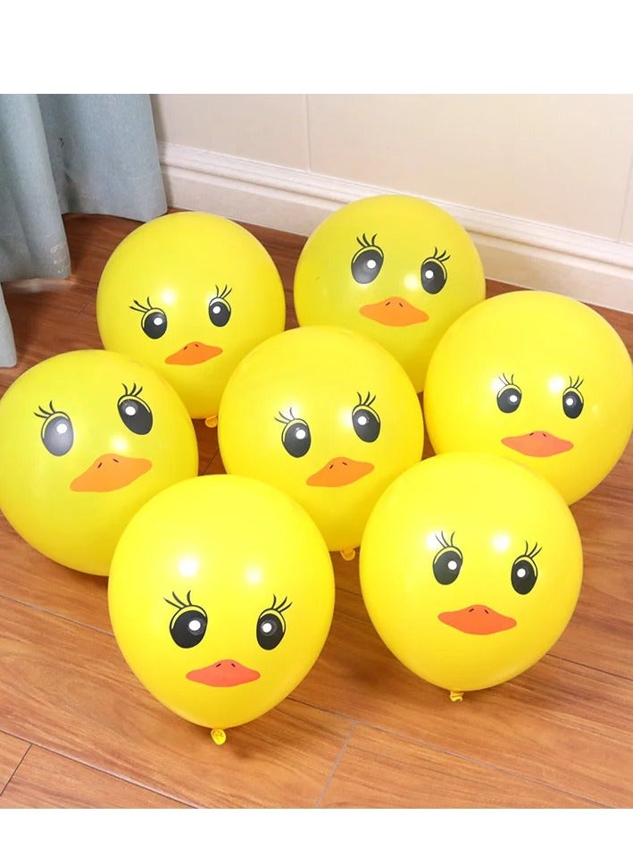 Reko 80 Pieces Yellow Duck Latex Balloons Cartoon Duck Printed Balloons Cute Duck Face Latex Balloons  - Image 2