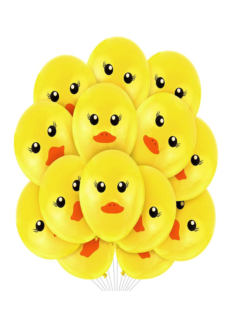 Reko 80 Pieces Yellow Duck Latex Balloons Cartoon Duck Printed Balloons Cute Duck Face Latex Balloons  - Image 1