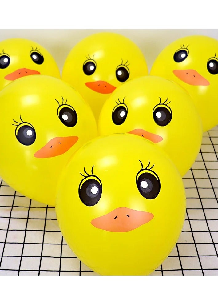 Reko 80 Pieces Yellow Duck Latex Balloons Cartoon Duck Printed Balloons Cute Duck Face Latex Balloons  - Image 3