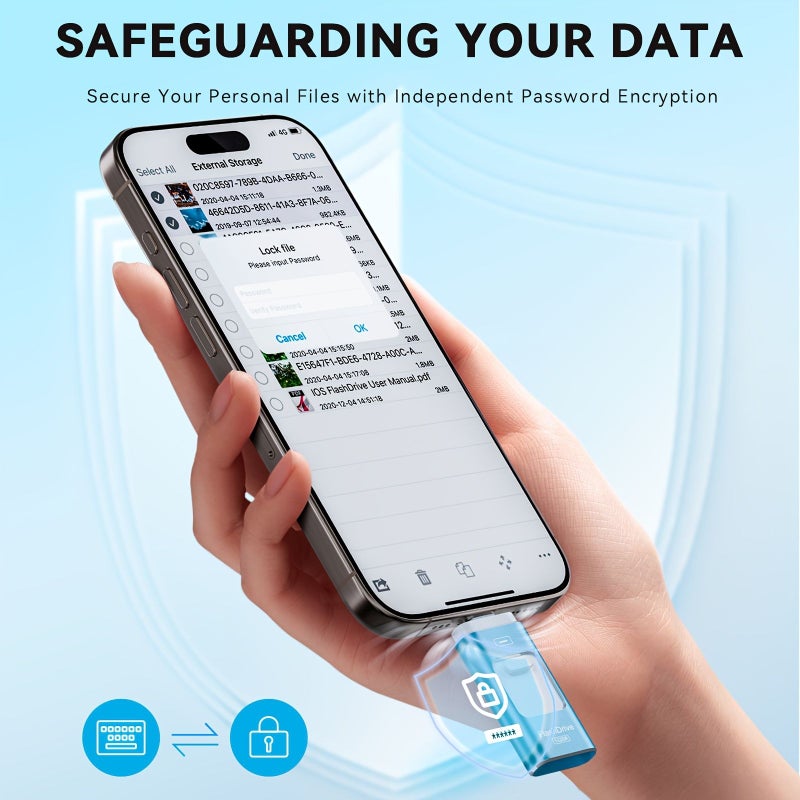 عصا صور وردية بسعة 128 جيجابايت، فلاشة USB لنقل عالي السرعة لأجهزة iPhone وiPad وAndroid - Image 5