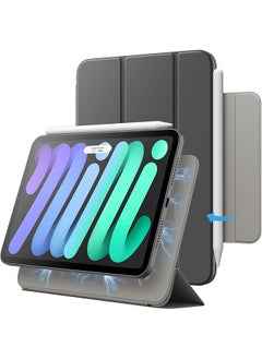 Magnetic Case For iPad Mini (A17 Pro 2024 Model 7Th Generation) Mini 6 (2021 Model 6Th Generation) Magnetic Attachment Slim Smart Tablet Cover With Auto Wake Sleep (Space Gray)