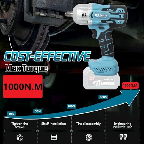 KROST Pro Series 1000NM Cordless Impact Wrench 1/2", Brushless Motor, Auto Stop Function, Variable Speed Forward/Reverse Rotation (Battery & Charger Not Included) - Image 5