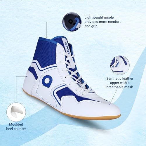 Aivin Pro Kabaddi League Shoes for Men I Mesh & Synthetic Upper| Rubber Outsole for Better Grip (White/Blue, UK Footwear Size System, Adult, Men, Numeric, Medium, 8) - Image 2
