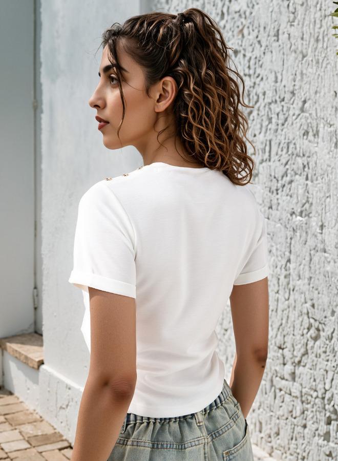 تواكستريمز تيشيرت بياقة دائرية وتفاصيل أزرار - Image 3