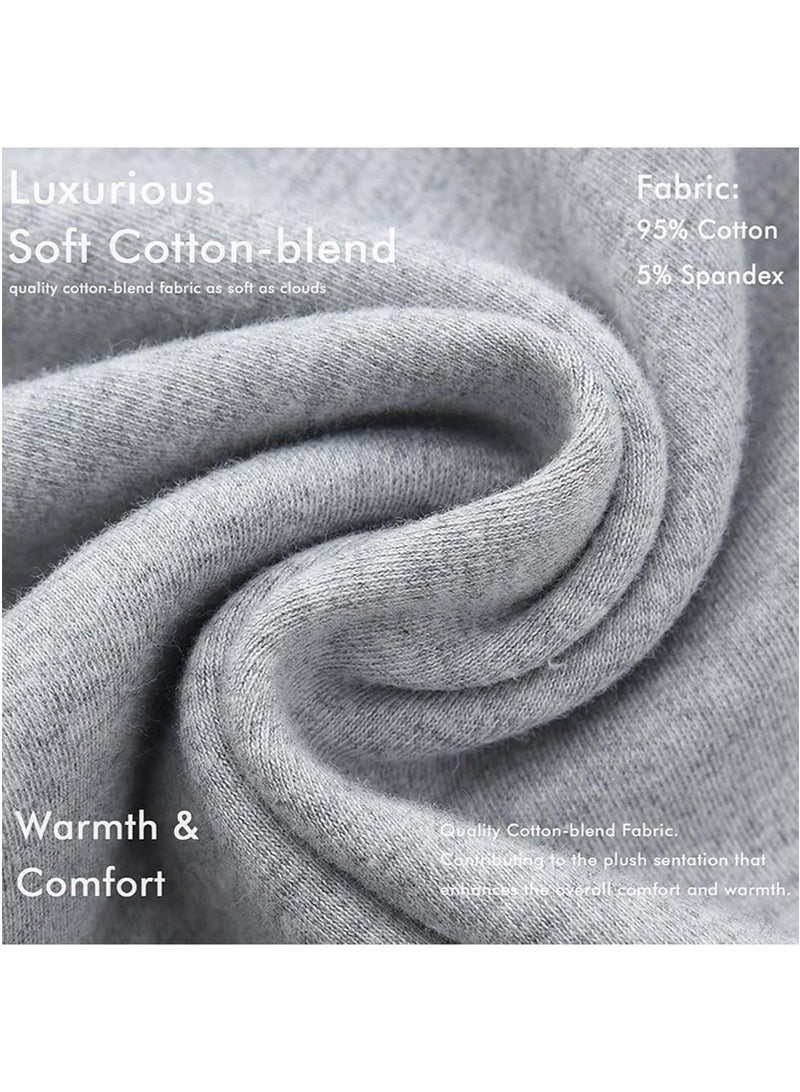 تابيت مجموعة ملابس داخلية حرارية الشتاء للأطفال ، طبقة قاعدة القطن الممشوكة عالية الرقبة للأطفال ، مجموعة بيجاما دافئة سميكة للأولاد البنات (رمادي-130 سم) - Image 3