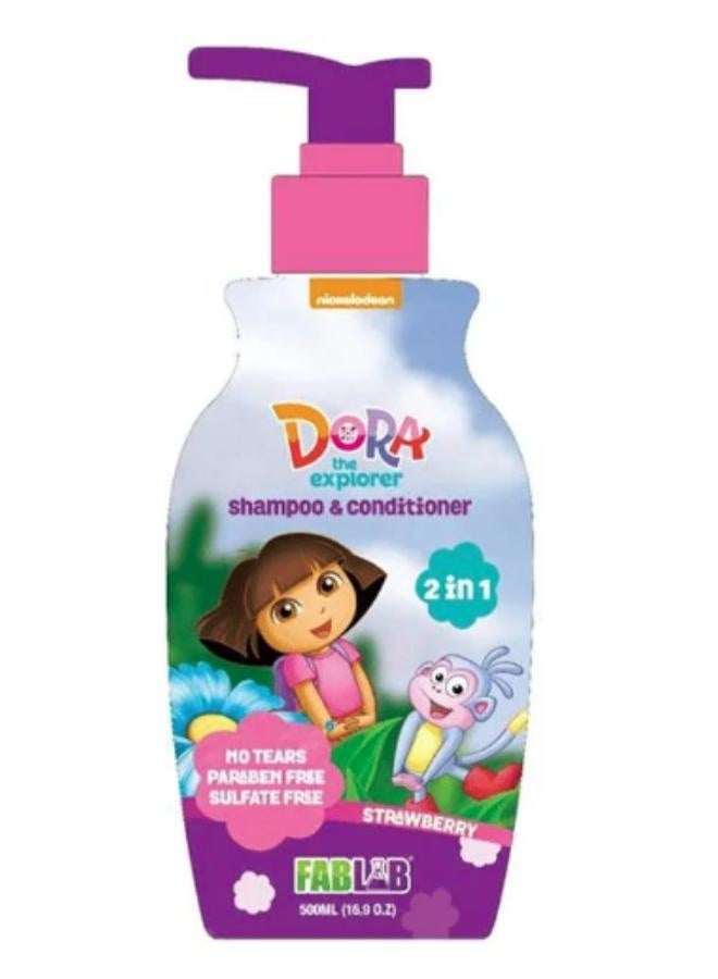 FabLab Nickelodeon Dora Strawberry 2-in-1 Shampoo & Conditioner - 500 ml - Image 1