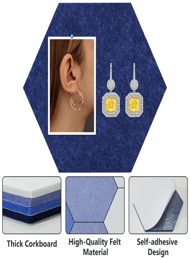Vienrose Hexagon Felt Bulletin Board Self Adhesive Pin Board Wall Decoration Tiles with 35 Push Pins for Office Home and School, Blue Series 12 Pack - Image 4