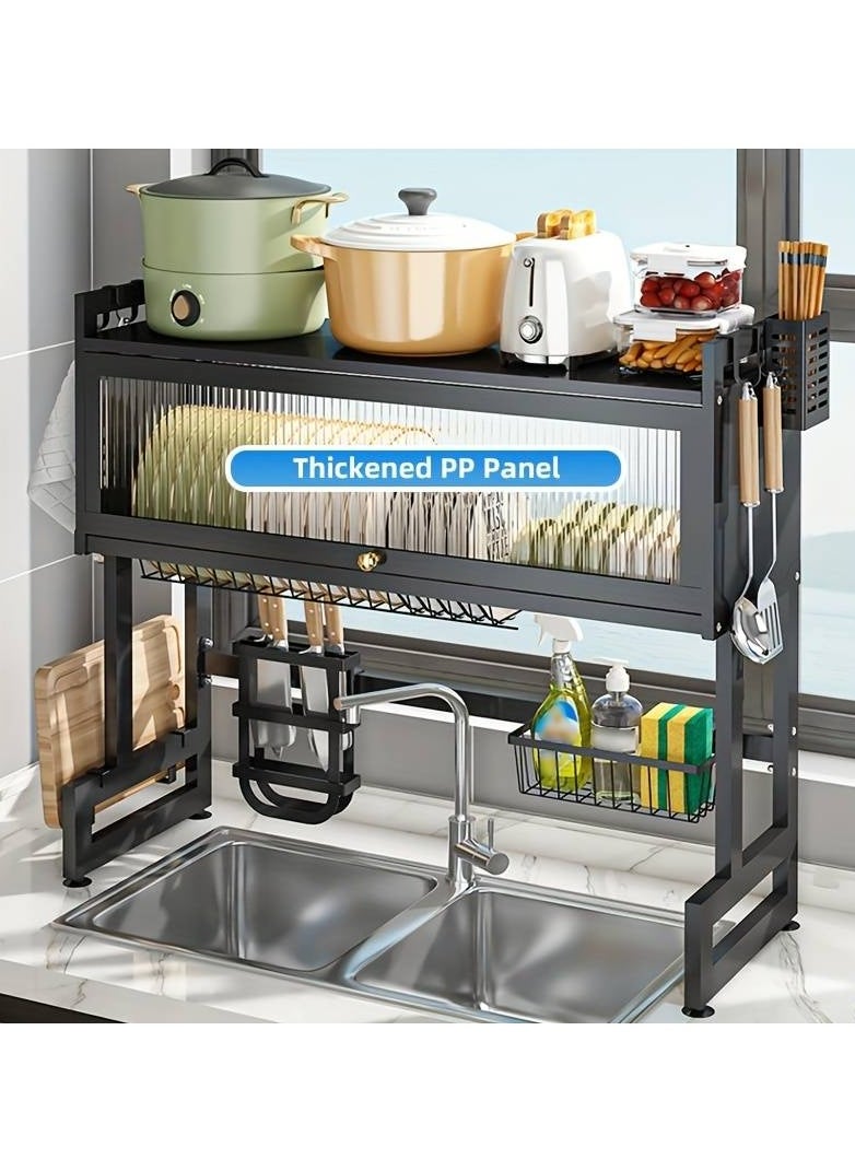 DubaiGallery Over Sink Dish Drying Rack - Space Saving Kitchen Sink Rack with Shelf and Drainer Perfect for Over the Sink and Over the Counter with Cover  - Image 4
