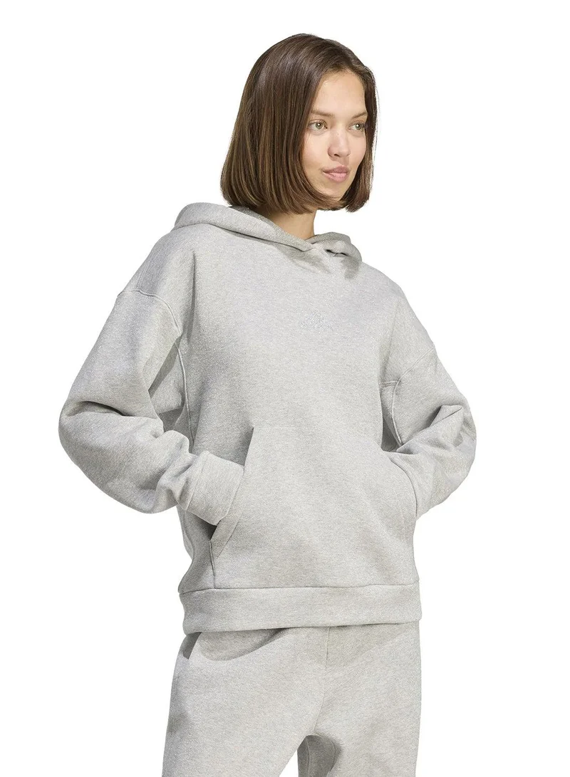 Adidas Adidas W All Szn Hl Hd Grey Hooded Sweat Sweatshirts For Women