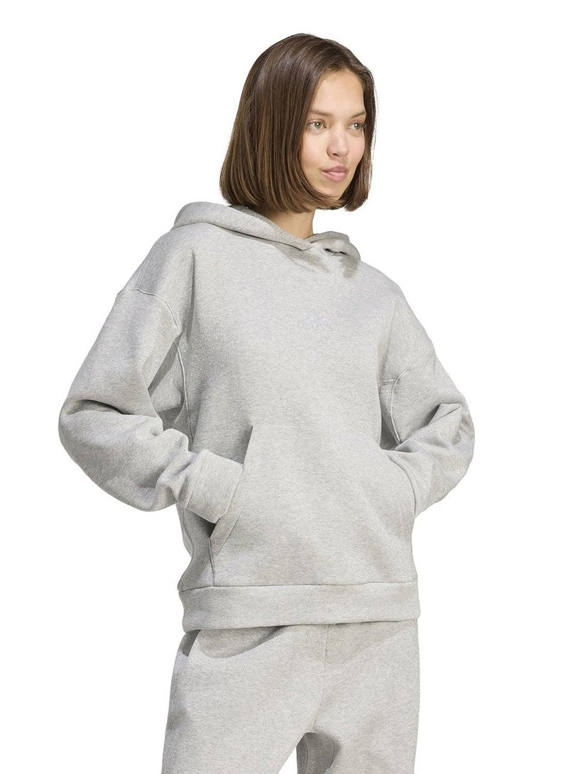 Adidas W All Szn Hl Hd Grey Hooded Sweat Sweatshirts For Women - Image 1