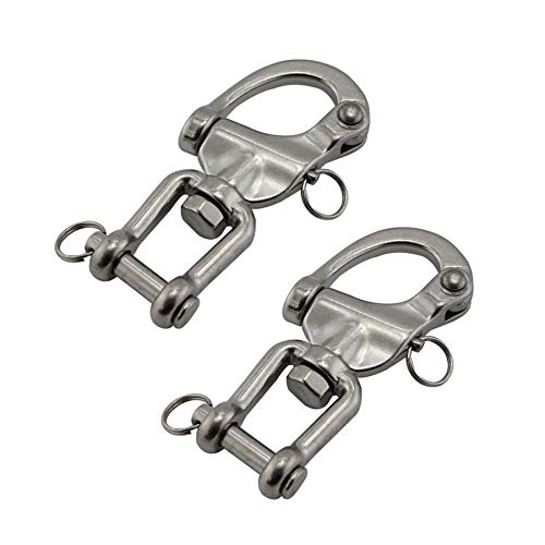 NRC&XRC Pair 5IN(128mm) Jaw Swivel Snap Shackle 316 Stainless Steel for Sailboat Spinnaker Halyard &Diving - Image 1