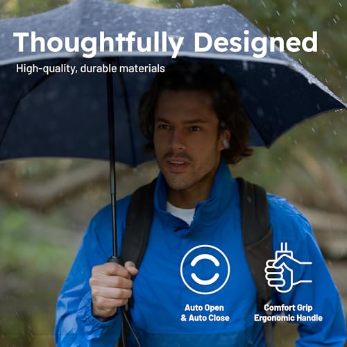Weatherman Premium Small Compact Mini Umbrella for Travel - Windproof, Compact, Easy Auto Open - Resists Up to 45 MPH Winds - Perfect for Rain, Wind, Backpack, Car - Folding Umbrella, Strong Fiberglass Frame (Black) - Image 4