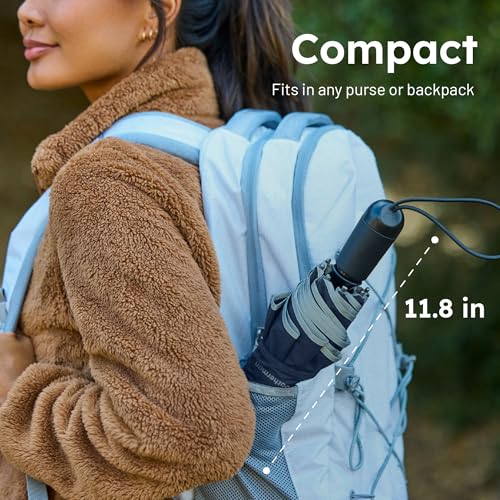 Weatherman Premium Small Compact Mini Umbrella for Travel - Windproof, Compact, Easy Auto Open - Resists Up to 45 MPH Winds - Perfect for Rain, Wind, Backpack, Car - Folding Umbrella, Strong Fiberglass Frame (Black) - Image 5