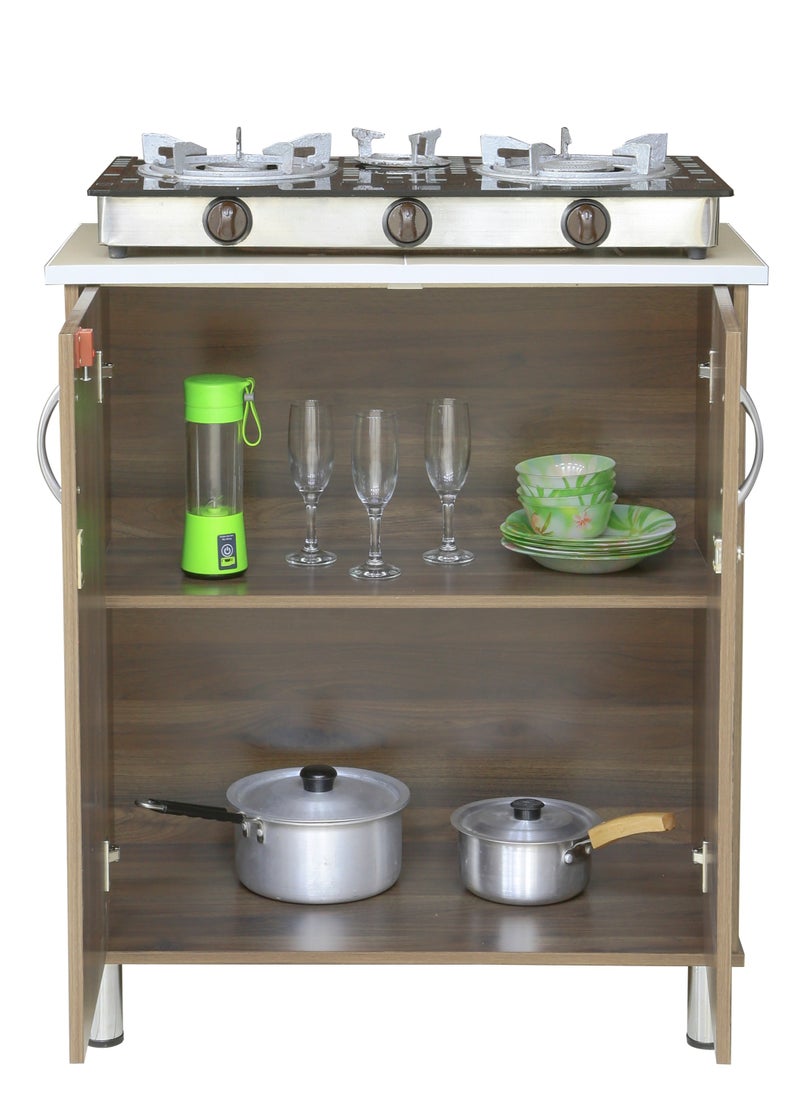 AFT Arfan Stylish 2-Door Kitchen Cabinet with Elegant (Ceramic top) Tile Top – Perfect for Storage & Display, Durable (Ceramic Top) Tile Top – Ideal for Home Organization, Space-Saving Design, Enhance Your Kitchen Décor. Versatile 2-Door Kitchen Cabinet with Sturdy Tile Top – Stylish Storage Solution.(Brown Wallnut)  - Image 5