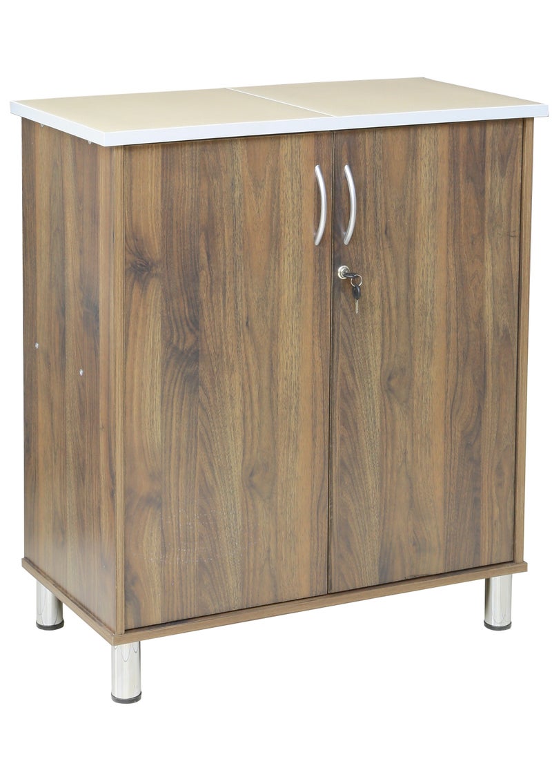 AFT Arfan Stylish 2-Door Kitchen Cabinet with Elegant (Ceramic top) Tile Top – Perfect for Storage & Display, Durable (Ceramic Top) Tile Top – Ideal for Home Organization, Space-Saving Design, Enhance Your Kitchen Décor. Versatile 2-Door Kitchen Cabinet with Sturdy Tile Top – Stylish Storage Solution.(Brown Wallnut)  - Image 2