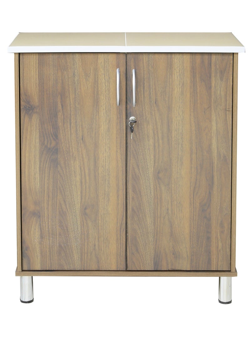 AFT Arfan Stylish 2-Door Kitchen Cabinet with Elegant (Ceramic top) Tile Top – Perfect for Storage & Display, Durable (Ceramic Top) Tile Top – Ideal for Home Organization, Space-Saving Design, Enhance Your Kitchen Décor. Versatile 2-Door Kitchen Cabinet with Sturdy Tile Top – Stylish Storage Solution.(Brown Wallnut)  - Image 3
