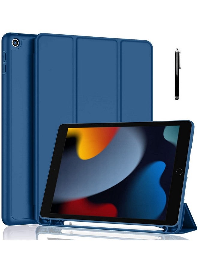 ProElite Smart Case for iPad 10.2 inch 2021 9th/8th/7th Gen [Auto Sleep/Wake Cover] [Pencil Holder] [Soft Flexible Case] Recoil Series - Dark Blue with Stylus Pen - Image 1