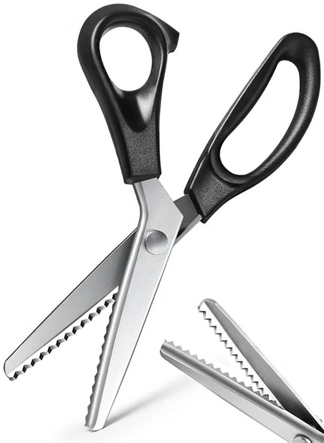 Ba Love Pinking Shears for Fabric Cutting, Zig Zag Scissors, Scrapbook Scissors Decorative Edge for Adults, Great for Many Kinds of Sewing Fabrics Leather and Craft Paper, Professional Handheld Dressmaking - Image 1